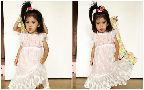 賈靜雯女兒太可人,4歲咘咘帶頭紗像公主,bo妞粗眉毛像包情包