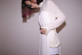 獨家設計女神超長紗拼接毛衣長袖飄逸連衣裙 秋冬季的優雅之選